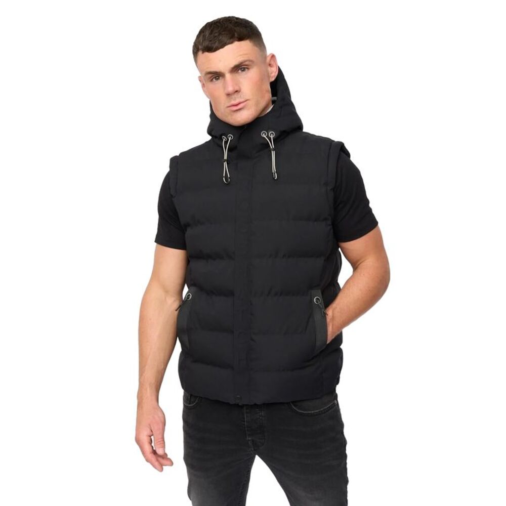 Crosshatch Mens Kampleys Embossed Padded Vest / Black